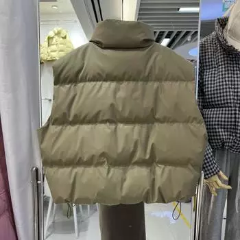 МОДА осень зима новый PU кожаный несъемный воротник-стойка утолщенный корейский вариант пуховый жилет модный жилет белый утиный пуховый жилет average size 80-75 kg