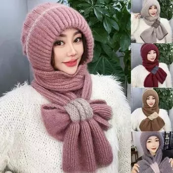 Мода осень зима вязаный шарф шапка женская защита ушей шарф шапка роскошный бренд дизайн с капюшоном шарф верблюд