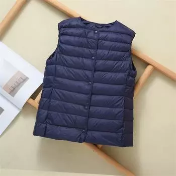 МОДА осень зима женская легкая пуховая куртка подкладка тонкий жилет жилет короткий белый утиный пух одежда большой размер модный M бордовый