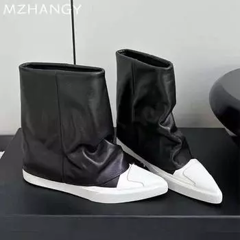 мода остроносые балетки женские ботильоны дизайнерская мода кожаные туфли женские 2024 тренд зимние прогулки повседневные челси ботинки женские 35