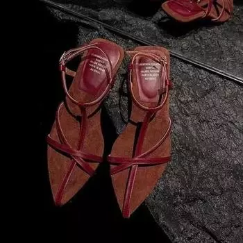 мода Острый носок Высокий каблук Женские босоножки Летняя мода Простые 2024 Модные женские туфли Пряжка Ремешок Твердые женские босоножки 34 бежевый