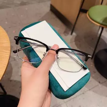 Мода, отдых, ретро-многоугольник, маленькая оправа, оправа для очков для бровей, мужчины могут быть оснащены синими очками, устойчивыми к близорукости.