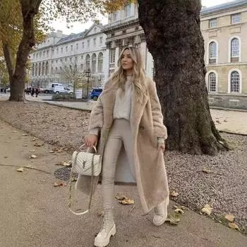 МОДА Пальто из плюшевого мишки из меха ягненка 2024 года Новое теплое утолщенное плюшевое пальто средней длины для женщин S белый