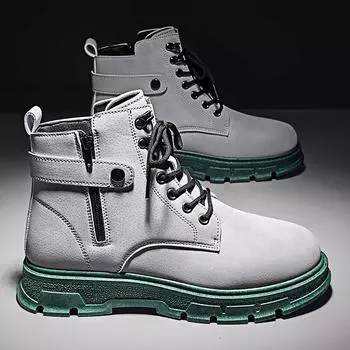 Мода PARZIVAL 2024 осень Новые мужские ботинки мужские повседневные дышащие мотоциклетные ботинки на высокой платформе корейский стиль универсальные рабочие ботинки 39 жёлтый