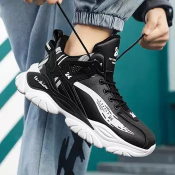 Мода PARZIVAL Модные кроссовки Осенняя мужская обувь Мужская спортивная обувь Кожаная мужская повседневная обувь Прогулочные кроссовки для бега Дропшиппинг 39 чёрный