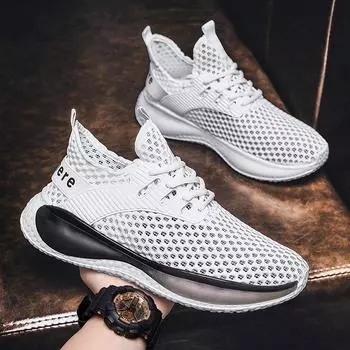 Мода PARZIVAL Модные мужские кроссовки с сеткой и отверстиями Повседневная обувь Дышащие легкие кроссовки для ходьбы Мужская обувь Летняя теннисная обувь 39 бежевый