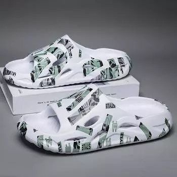 Мода PARZIVAL модные мужские тапочки летние пляжные сандалии с принтом женские домашние ванные нескользящие туфли для улицы водные мягкие подошвы слайдеры 36-37 бежевый