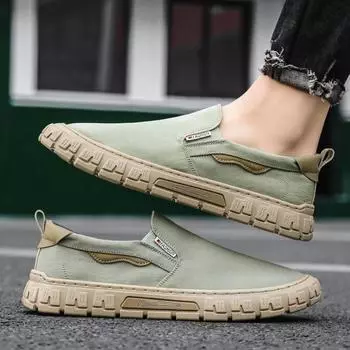 Мода PARZIVAL Мужская повседневная обувь Ice Silk Cloth Canvas Shoes Кроссовки Slip on Man Flat Loafers Мужская вулканизированная обувь Chaussures Homme 39 зелёный