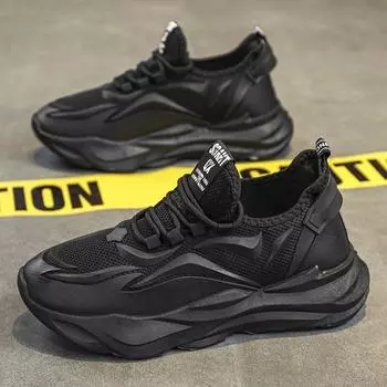 Мода PARZIVAL Мужская повседневная обувь Весенние дышащие громоздкие кроссовки Спортивная обувь Мужские кроссовки Вулканизированная обувь Тренеры Теннис мужской 39 чёрный
