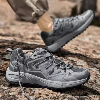 Мода PARZIVAL Новые походные ботинки Осенние ботинки для мужчин Повседневные удобные скальные туфли Кроссовки для активного отдыха Горные ботинки Большой размер 47 39 серый