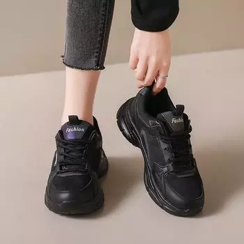 Мода PARZIVAL Женские кроссовки Женская обувь Мода Vulcanize Толстые кроссовки Женская обувь Прогулочная женская обувь для бега Mujer Shoes 35 чёрный