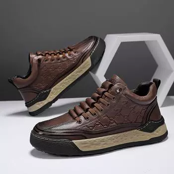 Мода PARZVIAL 2024 Новая мужская мода повседневная кожаная обувь износостойкая спортивная обувь удобные кроссовки рабочая обувь Chaussure Homme 39 чёрный