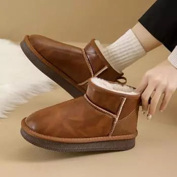 мода Платформа Мех Ботильоны Зимние Ботинки Плоские Плюшевые Женские Кроссовки Обувь Женские 2025 Тенденция Зима Теплые Уютные Спорт Мотоцикл Ботинки Mujer 35