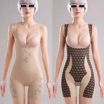 мода Плюс Размер Боди Корректирующее Белье Женщины Tummy Control Нижнее Белье Сзади Снимите Корсет Послеродовой Корректор Для Похудения 3XL M бежевый