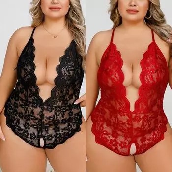 МОДА Плюс Размер Сексуальное Женское Белье Женское Нижнее Белье С Открытой Промежностью Пижамы Кружевное Прозрачное Платье Эротическая Сексуальная Одежда Распутная Горячая Babydoll XL