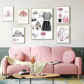 Мода подарок живопись натюрморт искусство Девушка Ювелирные изделия Розовый ПЛАКАТ ХОЛСТ КАРТИНА гостиная коридор кабинет украшение дома фреска Без рамки 21*30cm No Frame