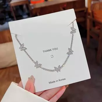 Мода Полный Бриллиант Милый Прохладный Ветер Бабочка Ключица Цепь Роскошь Ожерелье Темперамент Ювелирные Изделия Женщина