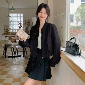 МОДА популярна в этом году, новая китайская короткая куртка, женская весна 2024 года, новая ретро-бейсбольная форма в национальном стиле Одежда S