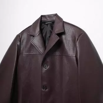 МОДА популярная новая женская одежда европейский и американский стиль простая кожаная куртка в стиле старых денег Одежда S малиновый