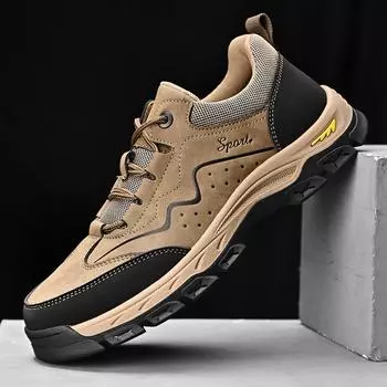 Мода, повседневные кроссовки из кожи ручной работы для мужчин в винтажном стиле, мужская обувь для активного отдыха, нескользящая обувь для путешествий, походов, отдыха, прогулок, походов 38 чёрный