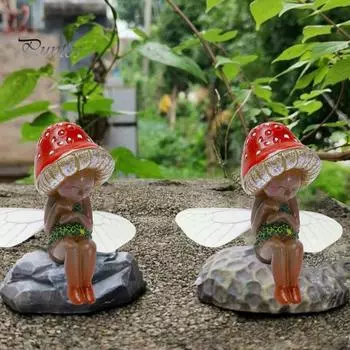 Мода Привлекательная Смоляная Фея Скульптура Спящий Гриб Фея Скульптура Поделки Украшение Сцена Макет Реквизит