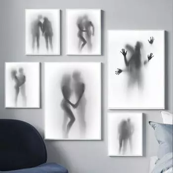 Мода проекция искусства рисунок холст картина пара туманное абстрактное зеркало плакат спальня коридор украшение дома фреска без рамки 21*30cm No Frame