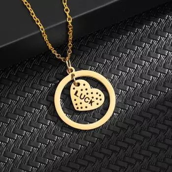 Мода Простая Любовь Удача Романтическое Ожерелье Из Нержавеющей Стали Панк Стиль Полое Ожерелье Популярный Подарок Паре Праздник G золотой