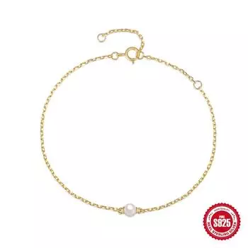 Мода Простой Стиль S925 Серебро Темперамент Элегантный Благородный Стиль Жемчужный Браслет Женщин 925 Silver золотой