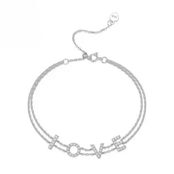 Мода Простой Темперамент S925 Серебряный Браслет Женский Браслет Из Муассанита в Форме Любовного Письма