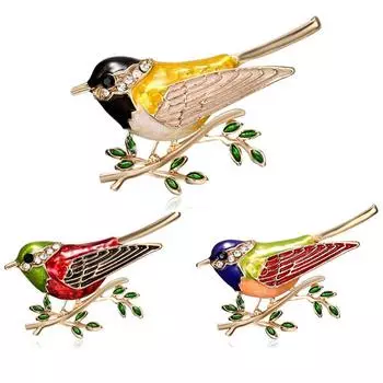Мода Птица Брошь Ветка Картина Масло Животное Сплав Ювелирные Изделия Точечный Сверло Изысканный