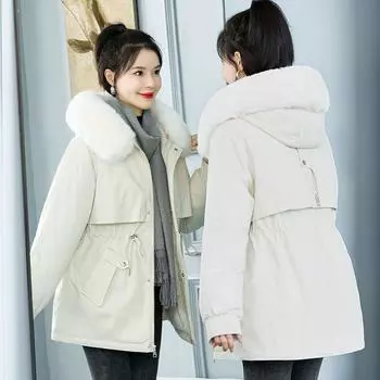 МОДА Пуховая хлопковая утепленная одежда для женщин 2024 новая зимняя свободная хлопковая утепленная одежда короткая флисовая куртка с хлопковой подкладкой Одежда M [recommended 90-55kg]