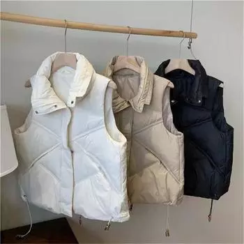 МОДА Пуховый жилет женский 2024 Весна и Новый Белый Утиный Пух женский короткий пуховик Женский жилет Пуховый жилет Одежда one size fits all хаки