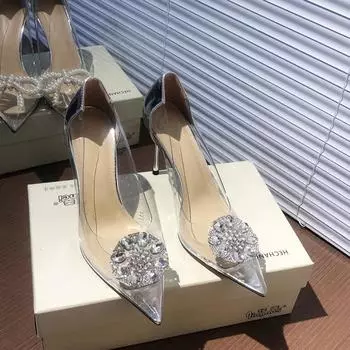 Мода ПВХ Прозрачные Туфли Новые Туфли На Высоком Каблуке Электро Каблук Покрытие Шпилька Женские Туфли 34 серебряный