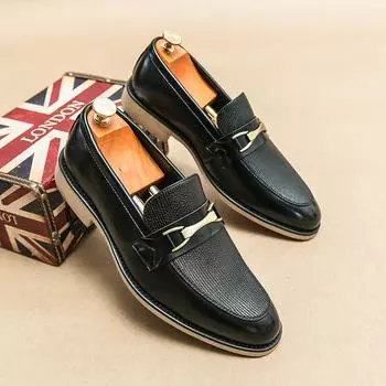 Мода, распродажа, повседневная кожаная мужская обувь, слипоны, офисная мужская официальная обувь, свадебные туфли, мужские туфли, дышащие туфли на плоской подошве для вождения, мокасины 38 чёрный