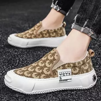 Мода, распродажа, повседневная обувь из парусины для мужчин, дизайнерские принтованные мокасины из вулканизированной кожи, мужские туфли Plarform Dad, дышащие мужские кроссовки без застежек 39