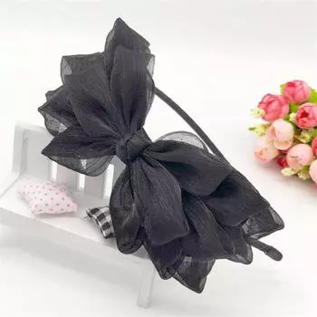 Мода Ретро Лента Большой Бант Цветочный Блестящий Ободок для Волос Женские Аксессуары для Волос Обруч для Волос Черный Розовый Девочки Цветок Кружево Бант Повязка на Голову