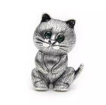 Мода ретро личность мультфильм кошка брошь универсальный сплав бриллиант животное брошь булавка одежда аксессуары серебряный