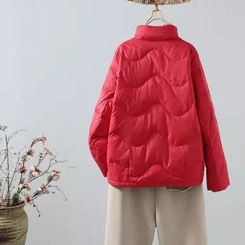 МОДА ретро пряжка белый утиный пух женская короткая цветная пряжка свободная теплая этнический стиль хлеб зимняя одежда M