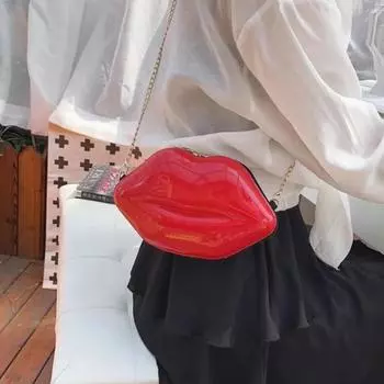 МОДА Роскошные дизайнерские женские сумки 2024 года, новая женская сумка через плечо с принтом губ, однотонная сумка-мессенджер на молнии, трендовая брендовая однотонная сумка чёрный