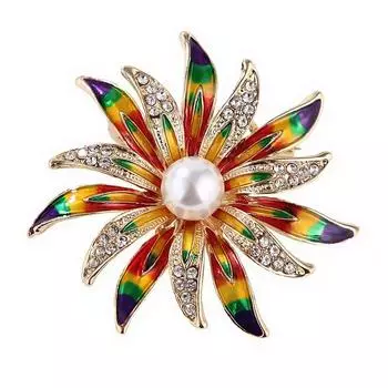 Мода, ручная роспись маслом, жемчужина, солнечный цветок, брошь, темпераментный воротник, игла, шелковый шарф, пряжка, корсаж