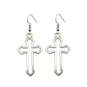 Женские серьги в виде креста серебряный