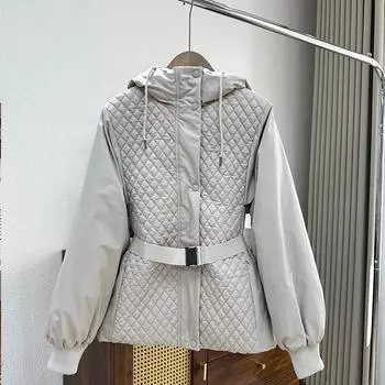 МОДА С капюшоном женские короткие облегающие узкие жакеты женские маленькие темпераментные пироги Overcome 2024 зимняя новая одежда M does not support returns