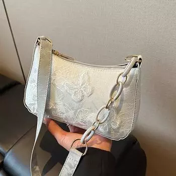 Мода с принтом в национальном стиле, весна 2025, красивая сумка-тоут через плечо в зарубежном стиле, новая китайская, большой вместимости, женская серебряный