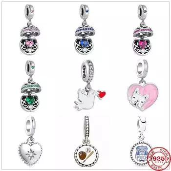 Мода Серебро 925 Голубь Бейсбол Шарм Подвеска Из Бисера Подходит Оригинальные Модные Браслеты DIY Изысканные Ювелирные Изделия Подарок