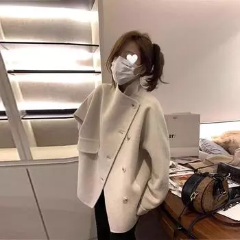 МОДА Серое шерстяное пальто Dragon and Phoenix для женщин средней и длинной длины, зимняя коллекция 2024 года, верхняя шерстяная одежда премиум-класса S серый