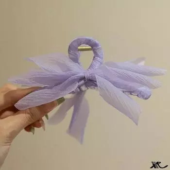 Мода Сетка Тюль Большой Бант Захват Клипса Элегантный Ретро Женский Сетка Пряжа Хвост Коса Зажим-краб Аксессуары для волос Подарок Головной убор