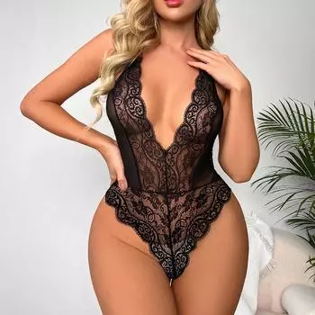 МОДА, сексуальное боди с плюшевым мишкой, кружевное боди, сексуальное женское белье, комбинезон с глубоким V-образным вырезом, пижама с вырезом, прозрачное боди с плюшевым мишкой, нижнее белье M