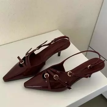 Мода Сексуальные Дизайнерские Туфли С Острым Носом Высокие Каблуки Босоножки С Открытой Плоской Пяткой Трендовое Вечернее Платье Новые Туфли Элегантные Прогулочные Туфли Mujer 35 чёрный