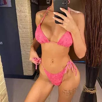 мода сексуальный халтер высокий вырез ноги бретельки бикини женский купальник женский купальники из двух частей бикини комплект купальный костюм купальный костюм плавание S зелёный