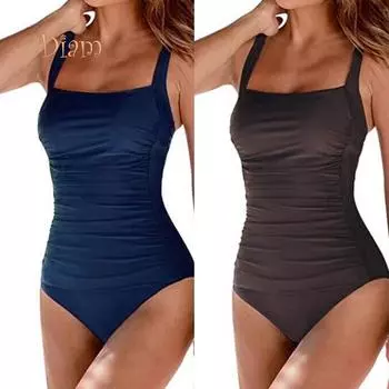 Мода сексуальный сплошной цвет цельный женский купальник Монокини летние пляжные купальники L чёрный